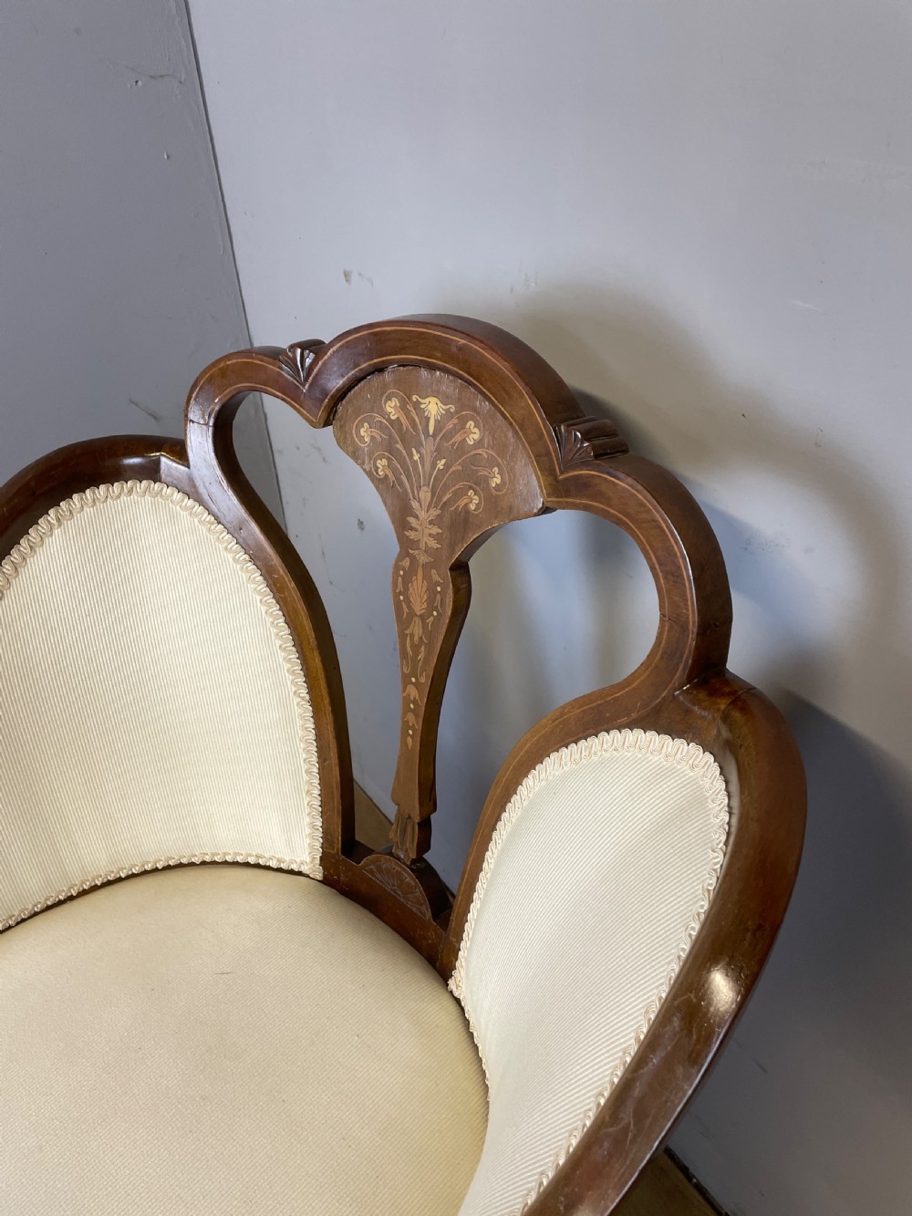 Edwardian inlaid mahogany tub chair  View II