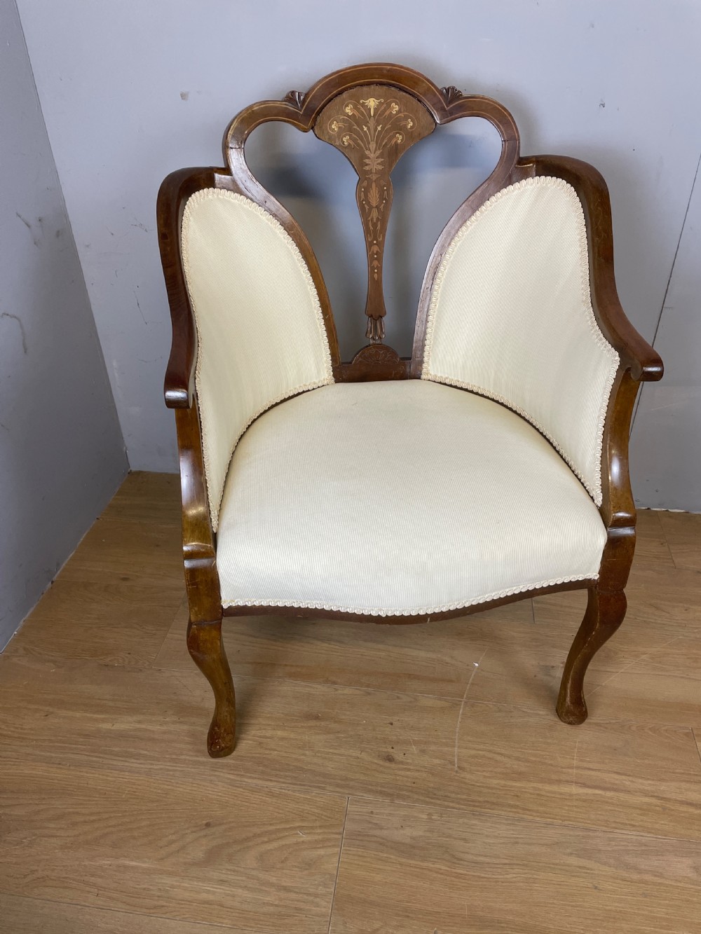 Edwardian inlaid mahogany tub chair  View IV
