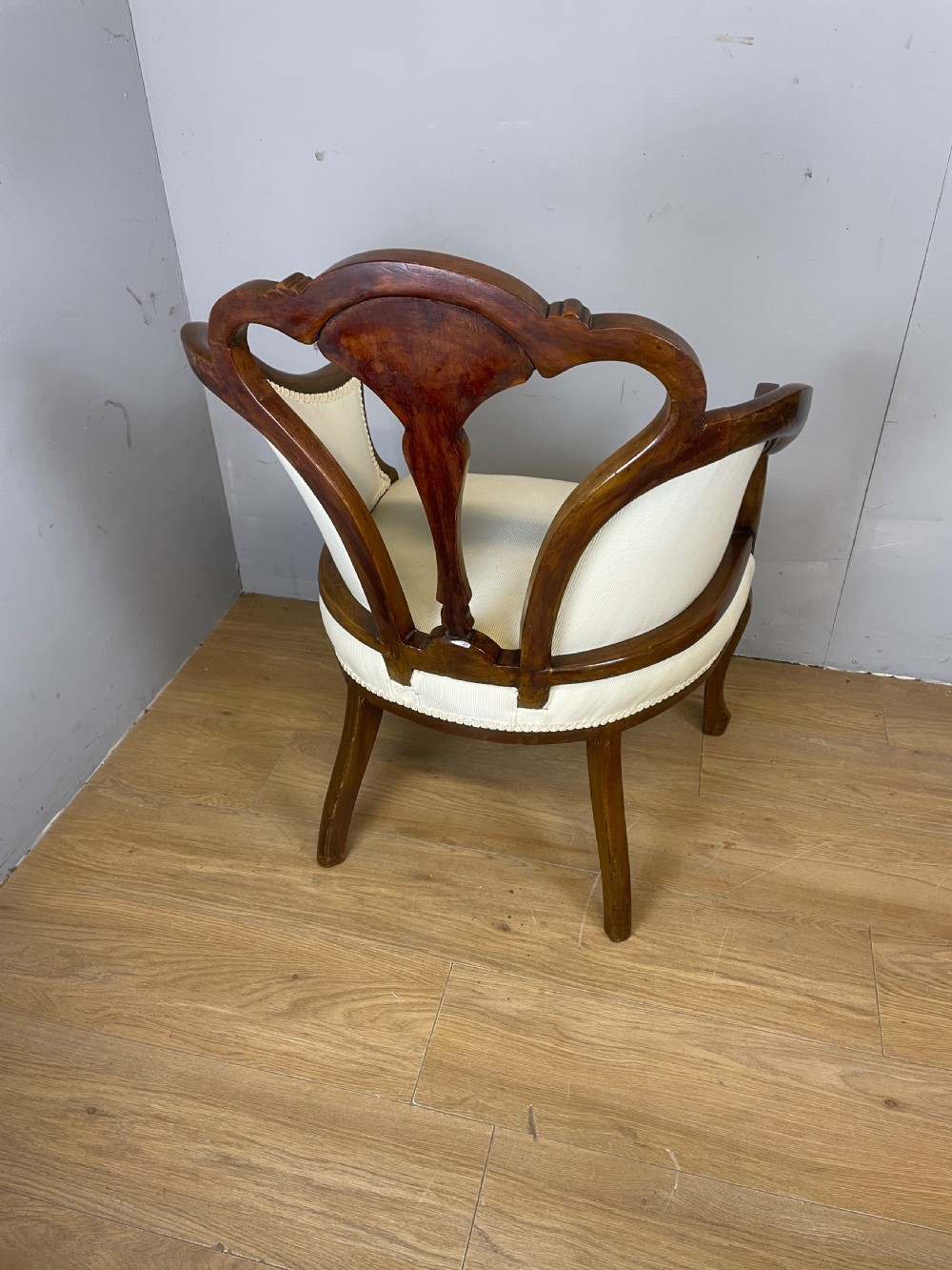 Edwardian inlaid mahogany tub chair  View V