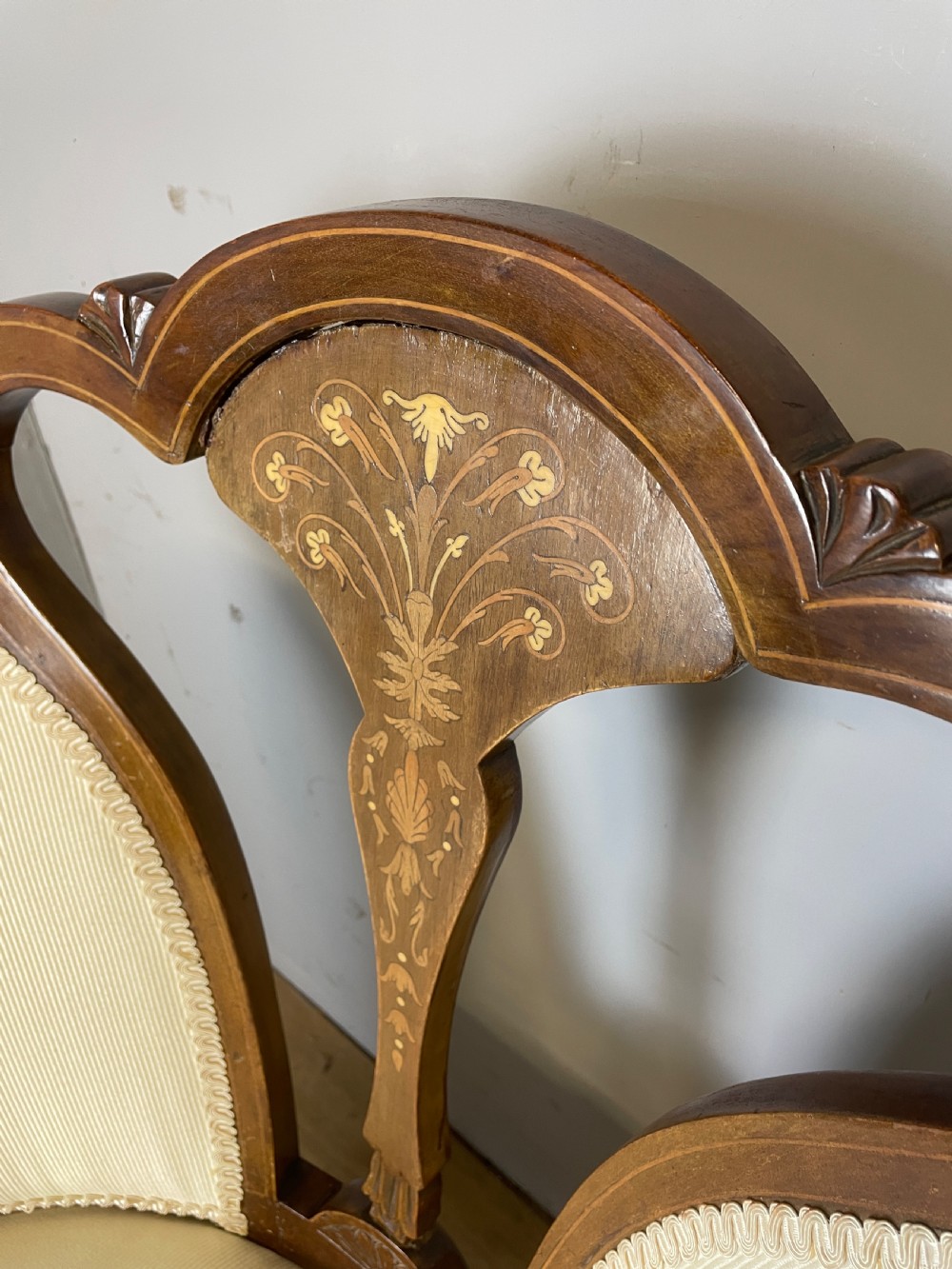 Edwardian inlaid mahogany tub chair  View VII