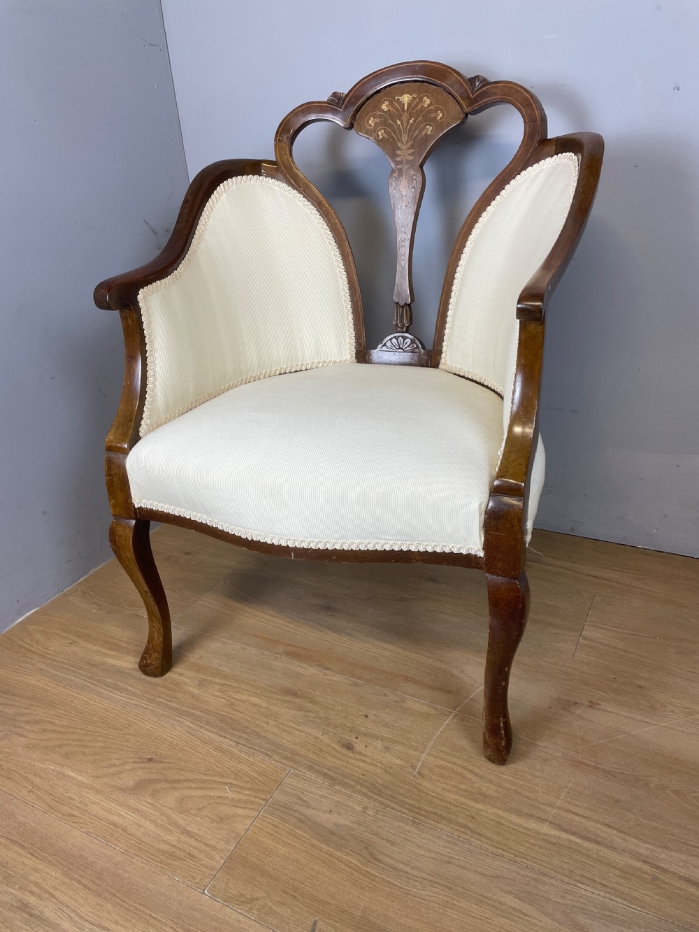 Edwardian inlaid mahogany tub chair  View VIII
