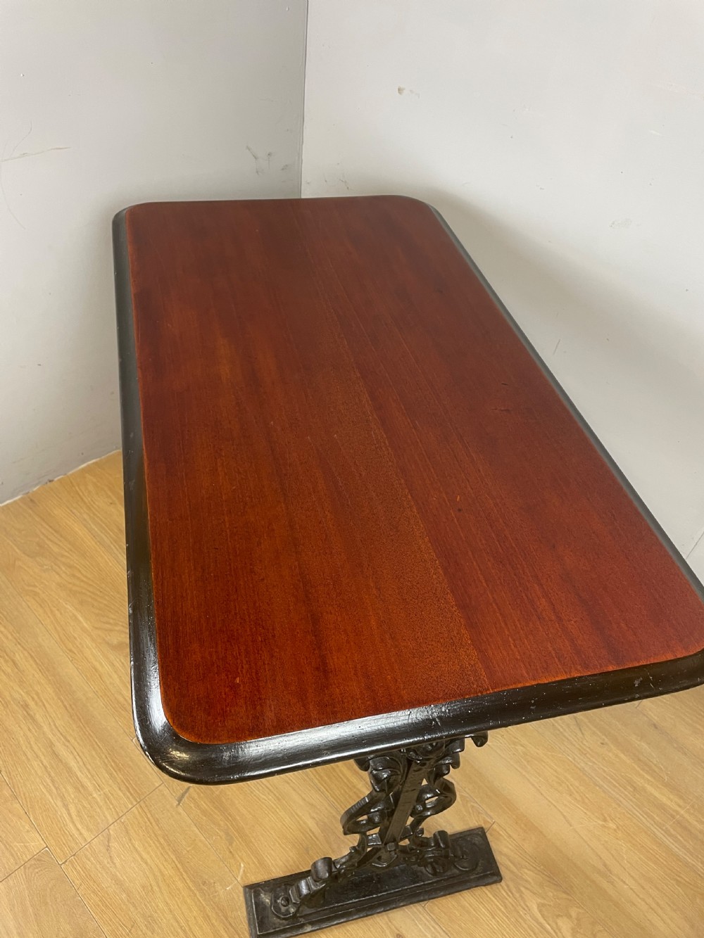 Victorian cast iron pub table with mahogany top  View V