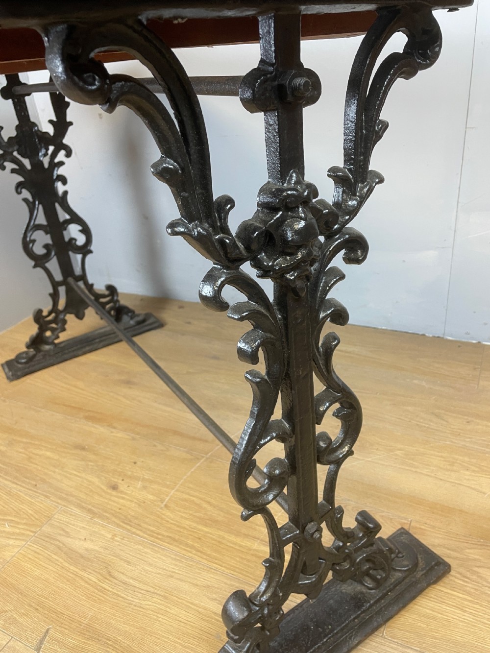 Victorian cast iron pub table with mahogany top  View VI