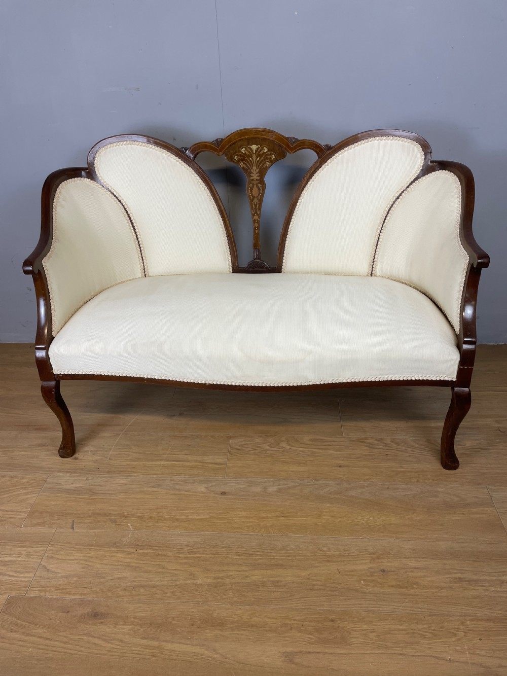 Antique two seater inlaid mahogany sofa 