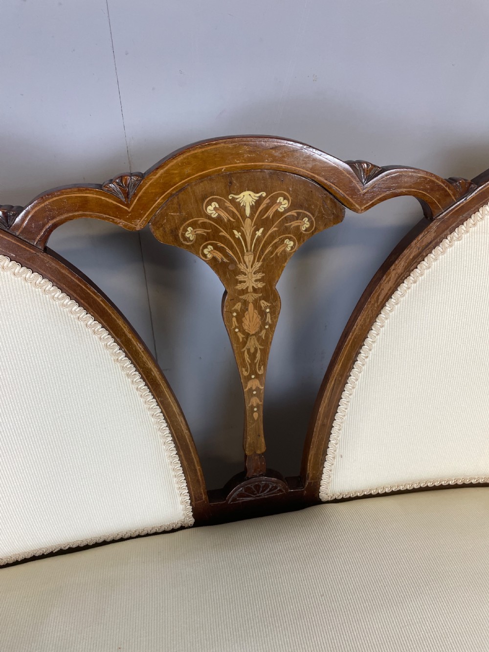Antique two seater inlaid mahogany sofa  View II
