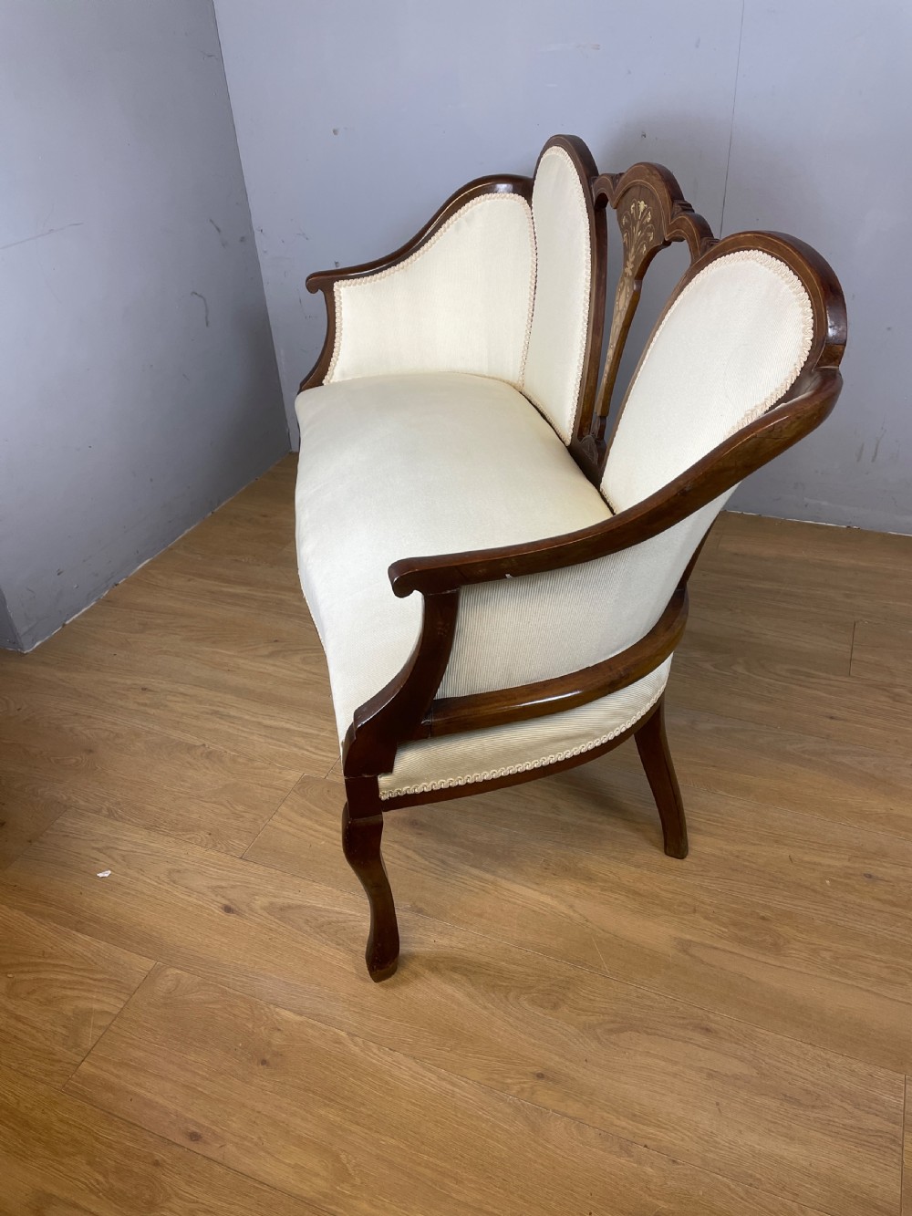 Antique two seater inlaid mahogany sofa  View V