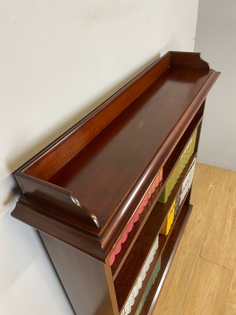 Antique solid mahogany freestanding adjustable bookcase  View III