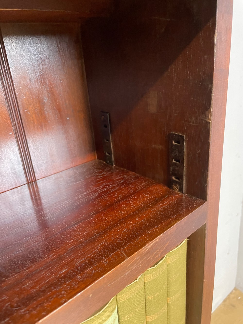 Antique solid mahogany freestanding adjustable bookcase  View V