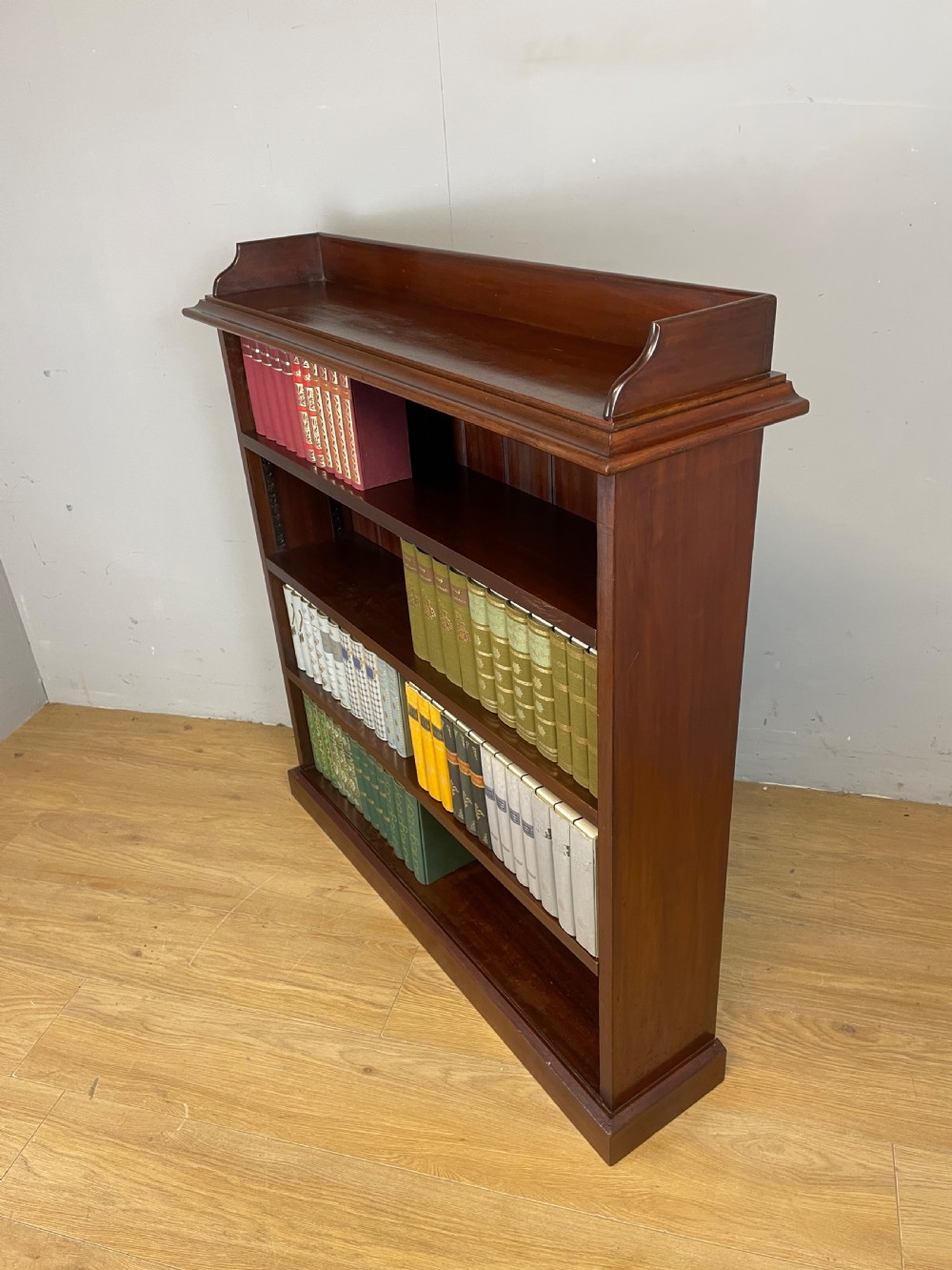 Antique solid mahogany freestanding adjustable bookcase  View VII
