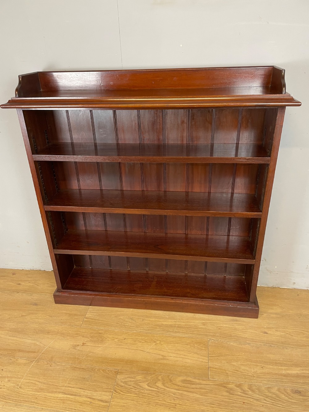 Antique solid mahogany freestanding adjustable bookcase  View IX
