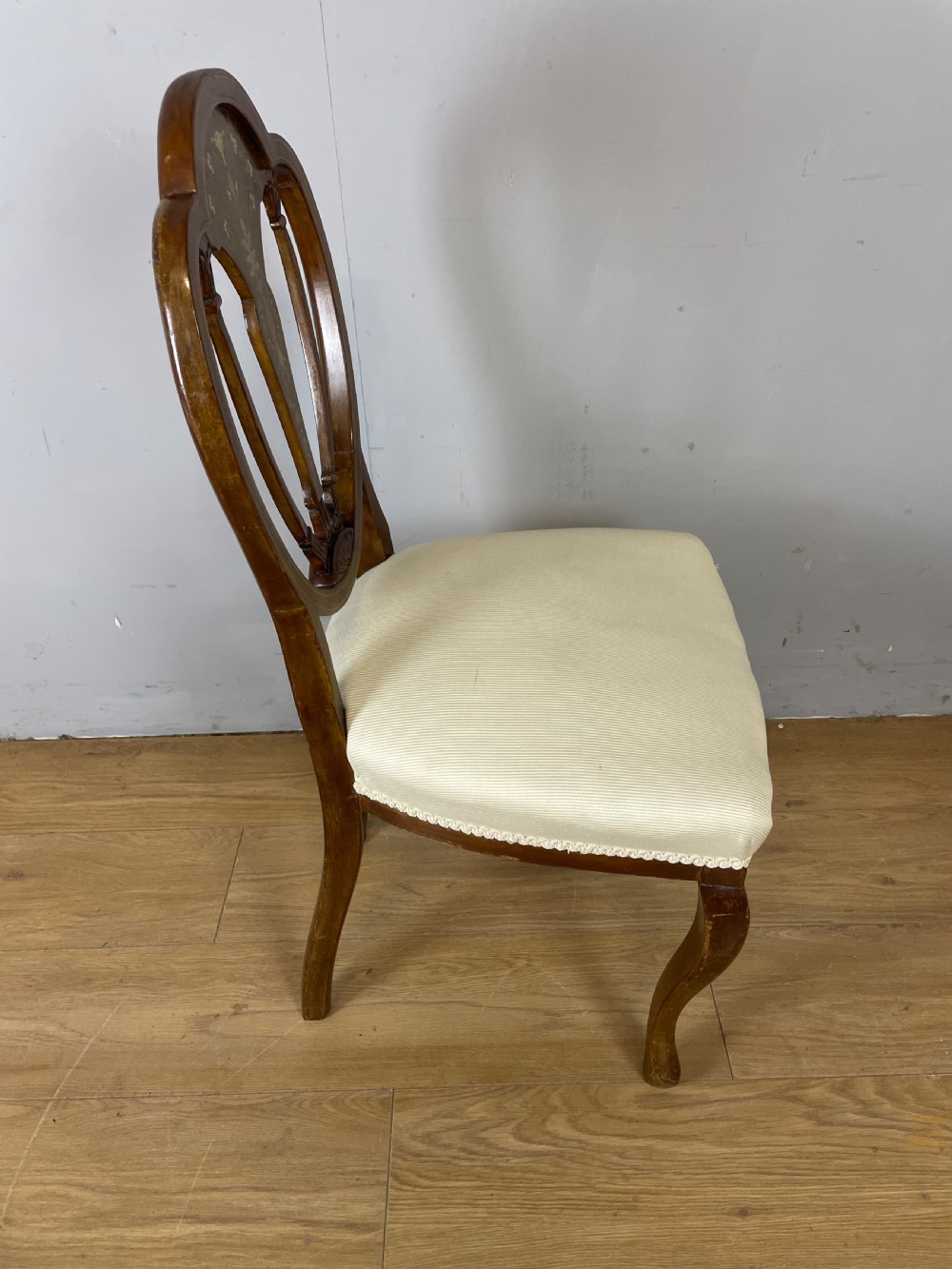 Late nineteenth century Inlaid solid mahogany side chair  View II