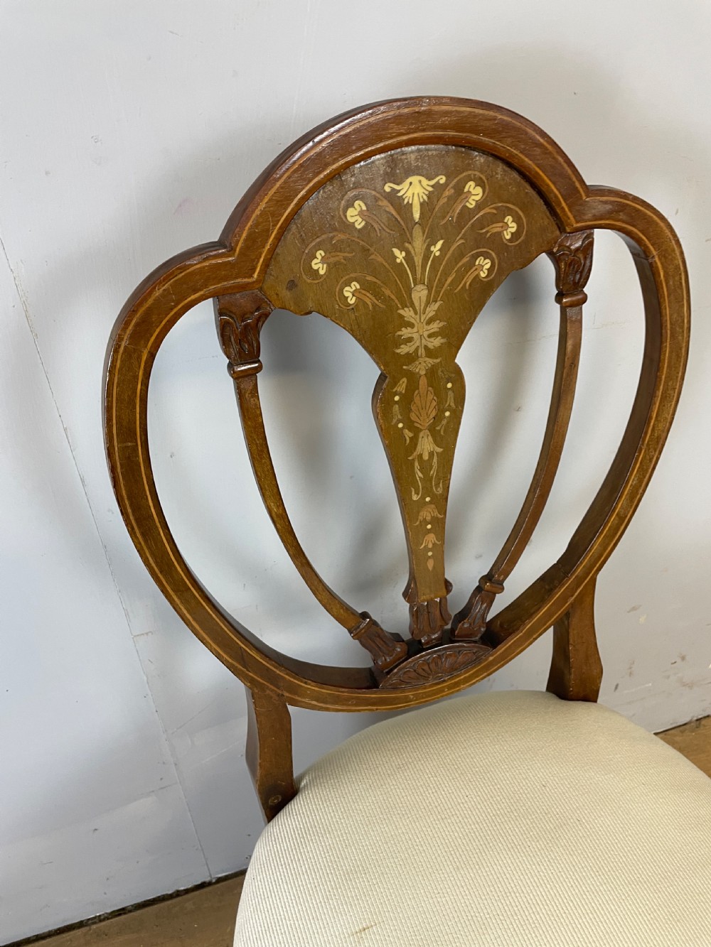 Late nineteenth century Inlaid solid mahogany side chair  View V