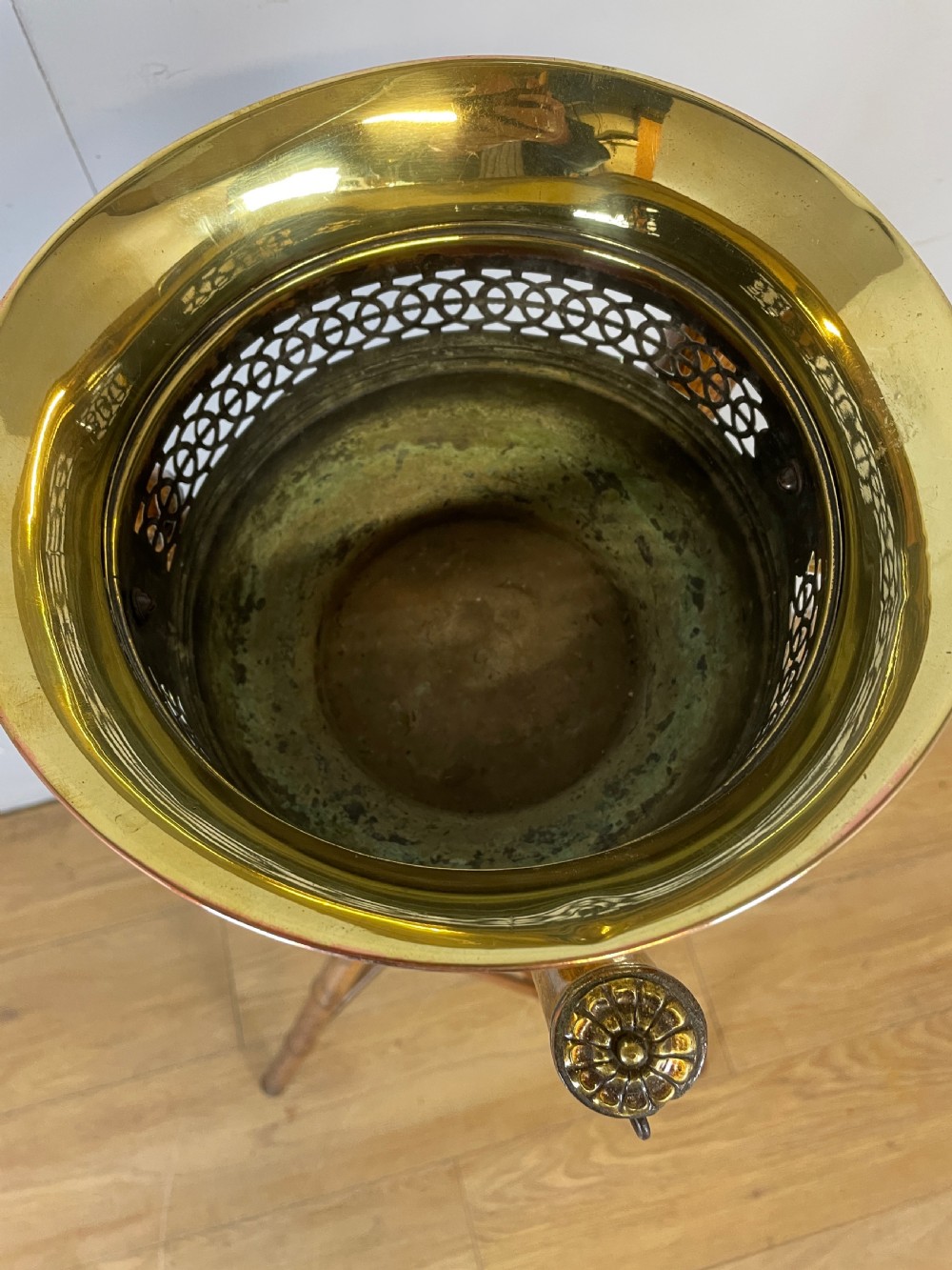Nineteenth century bamboo tripod stand and jardiniere  View IV