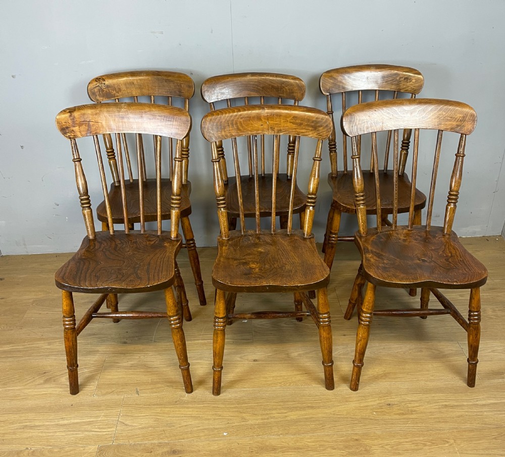 C19TH Set of six elm seated country chairs  View II