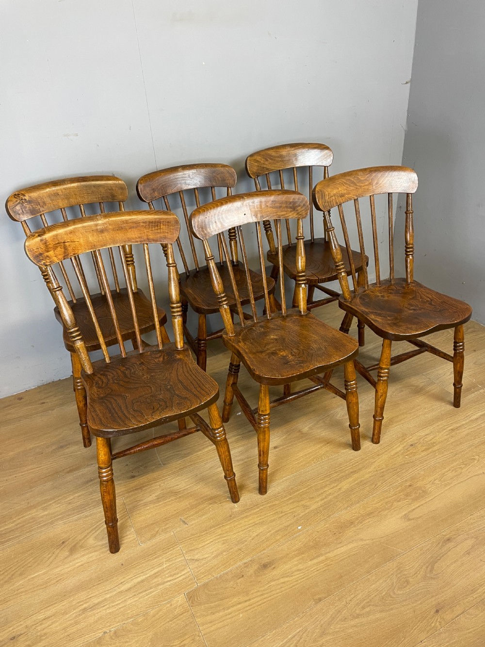 C19TH Set of six elm seated country chairs  View III