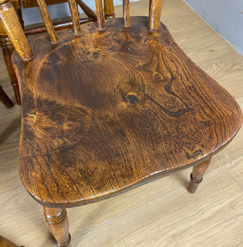 C19TH Set of six elm seated country chairs  View IV