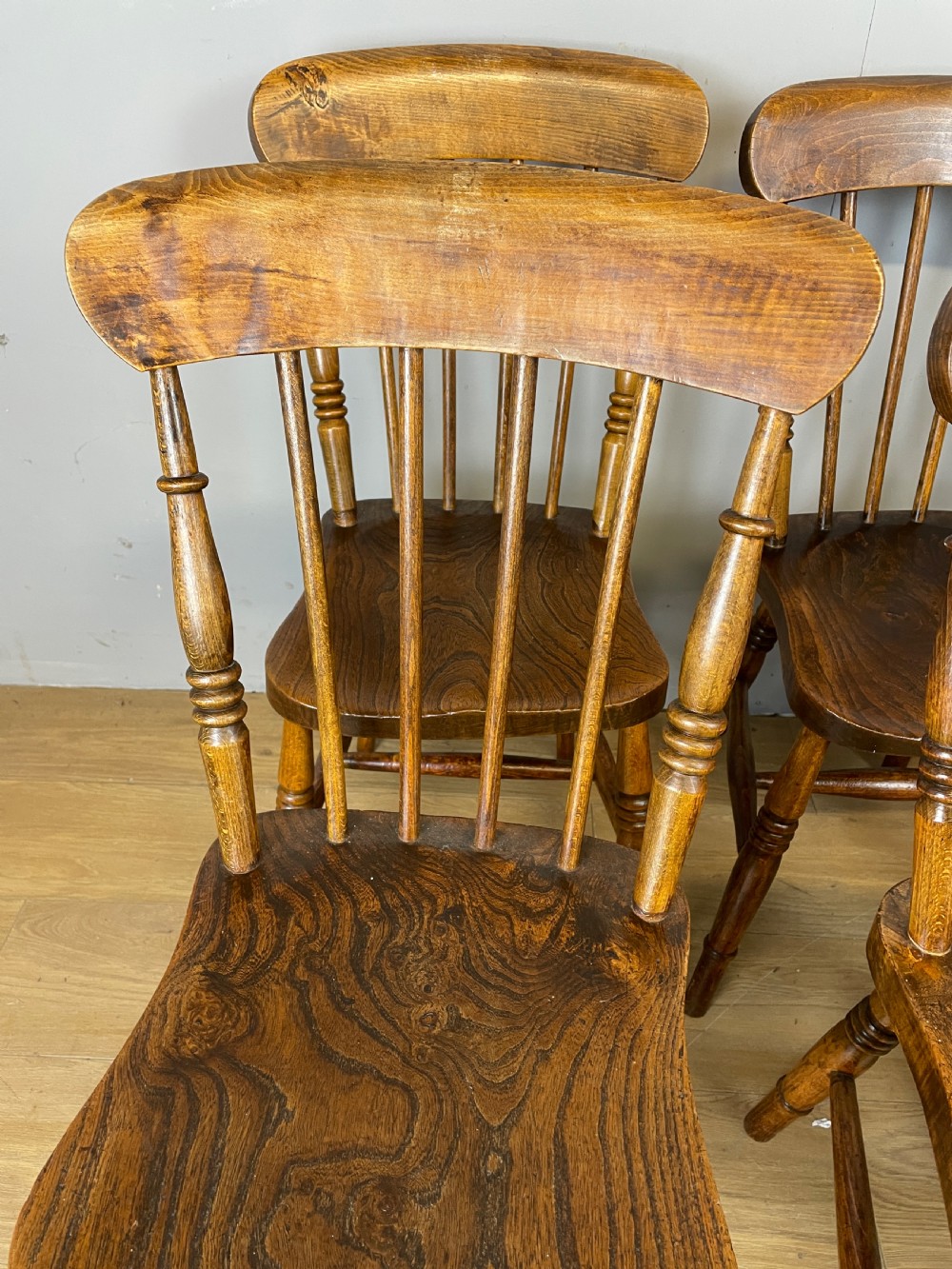 C19TH Set of six elm seated country chairs  View VI