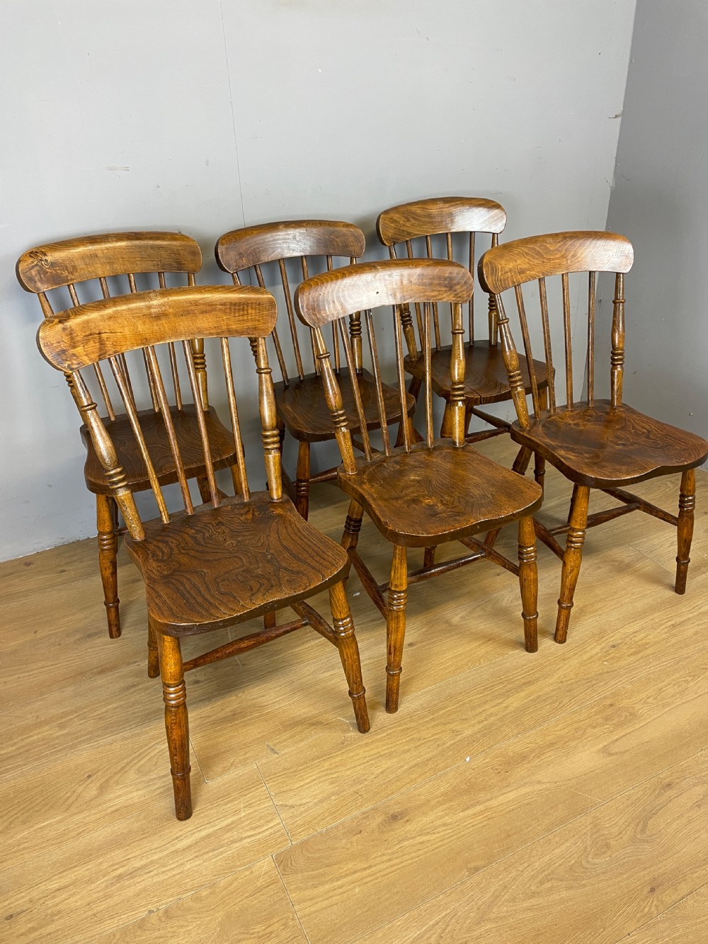C19TH Set of six elm seated country chairs  View X
