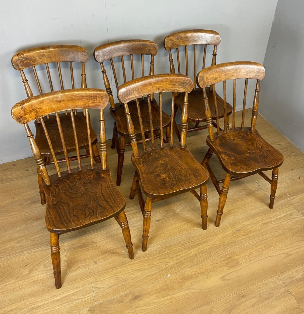 C19TH Set of six elm seated country chairs  View XI