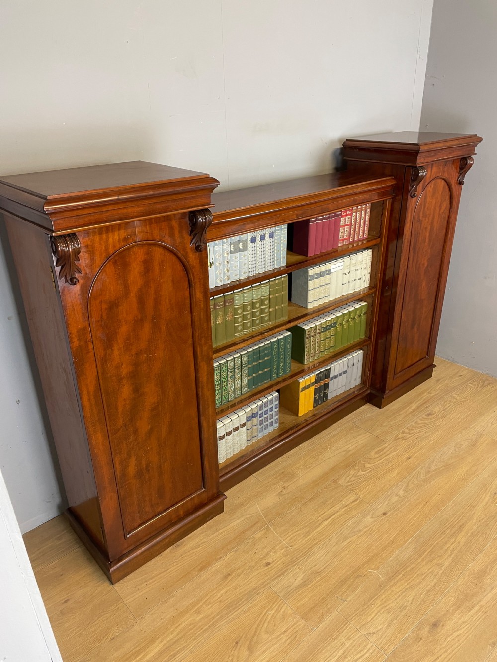 C19TH freestanding flame mahogany bookcase  View II