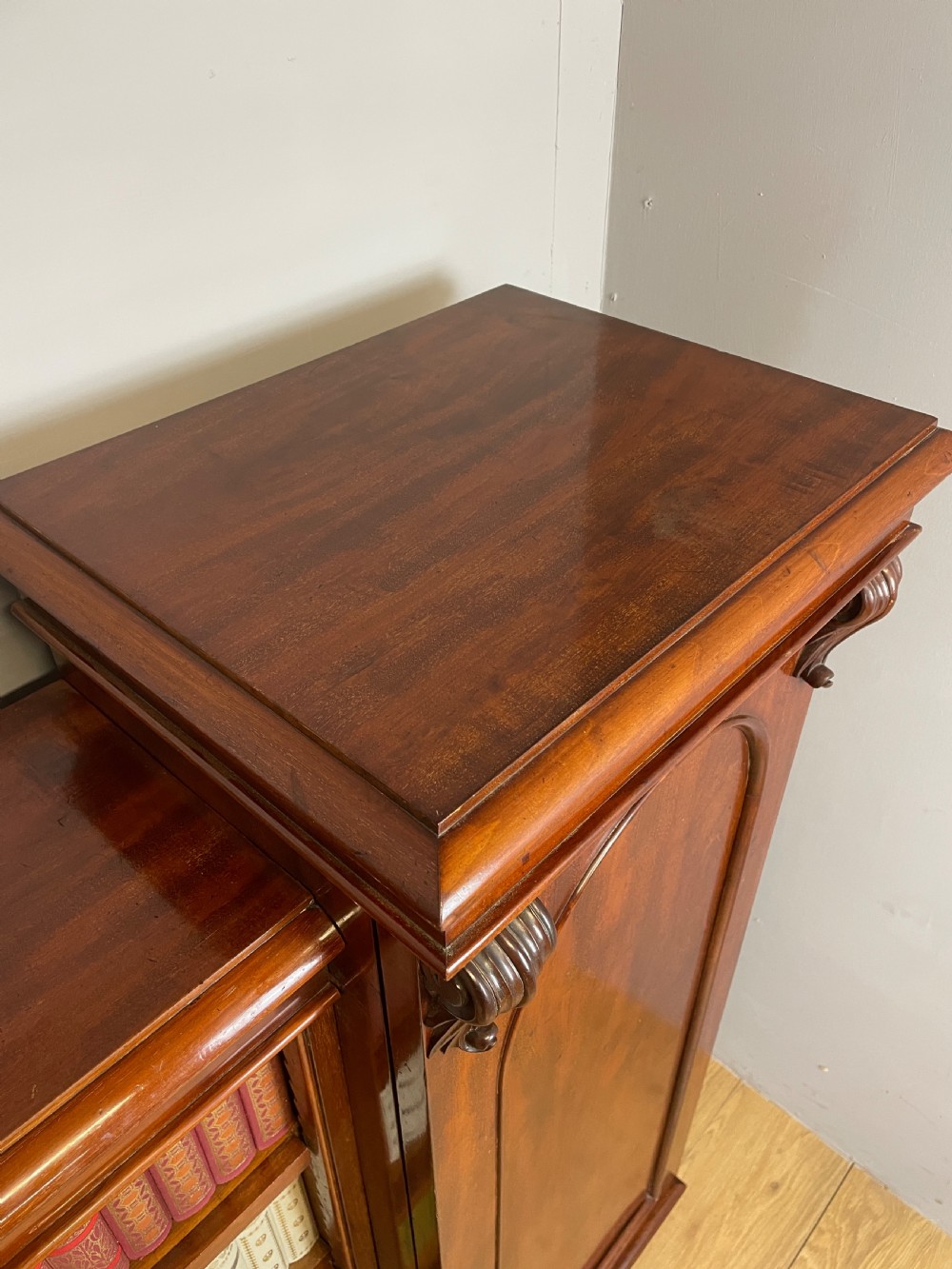 C19TH freestanding flame mahogany bookcase  View XIV