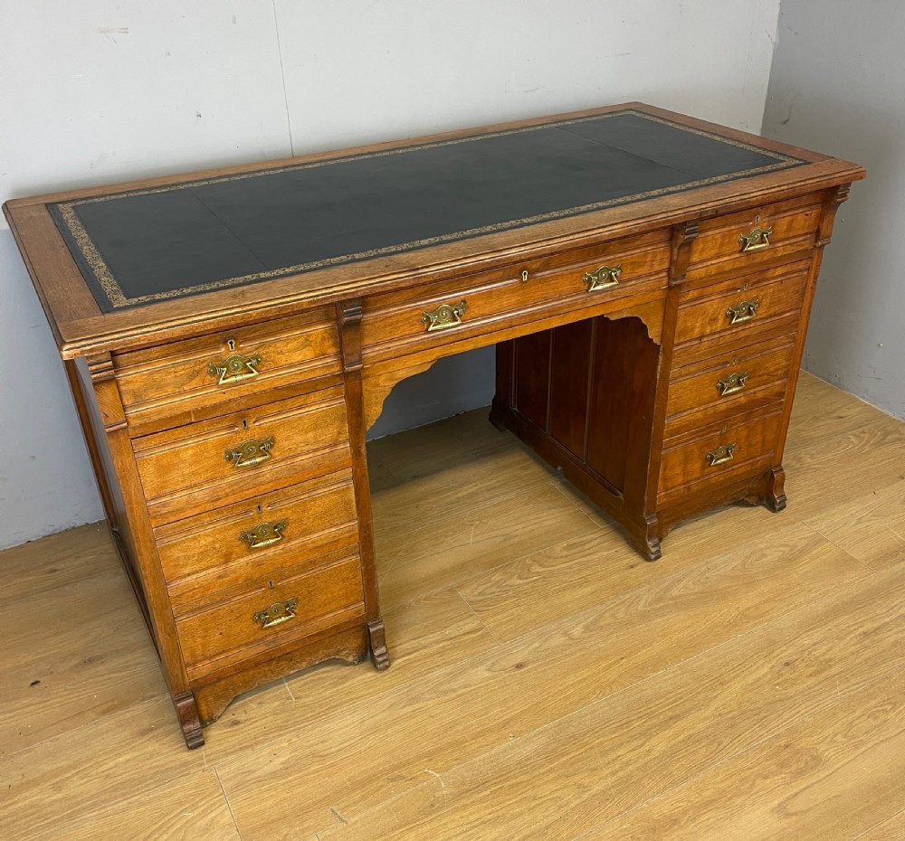 C19TH walnut desk with tooled  inset leather top View II
