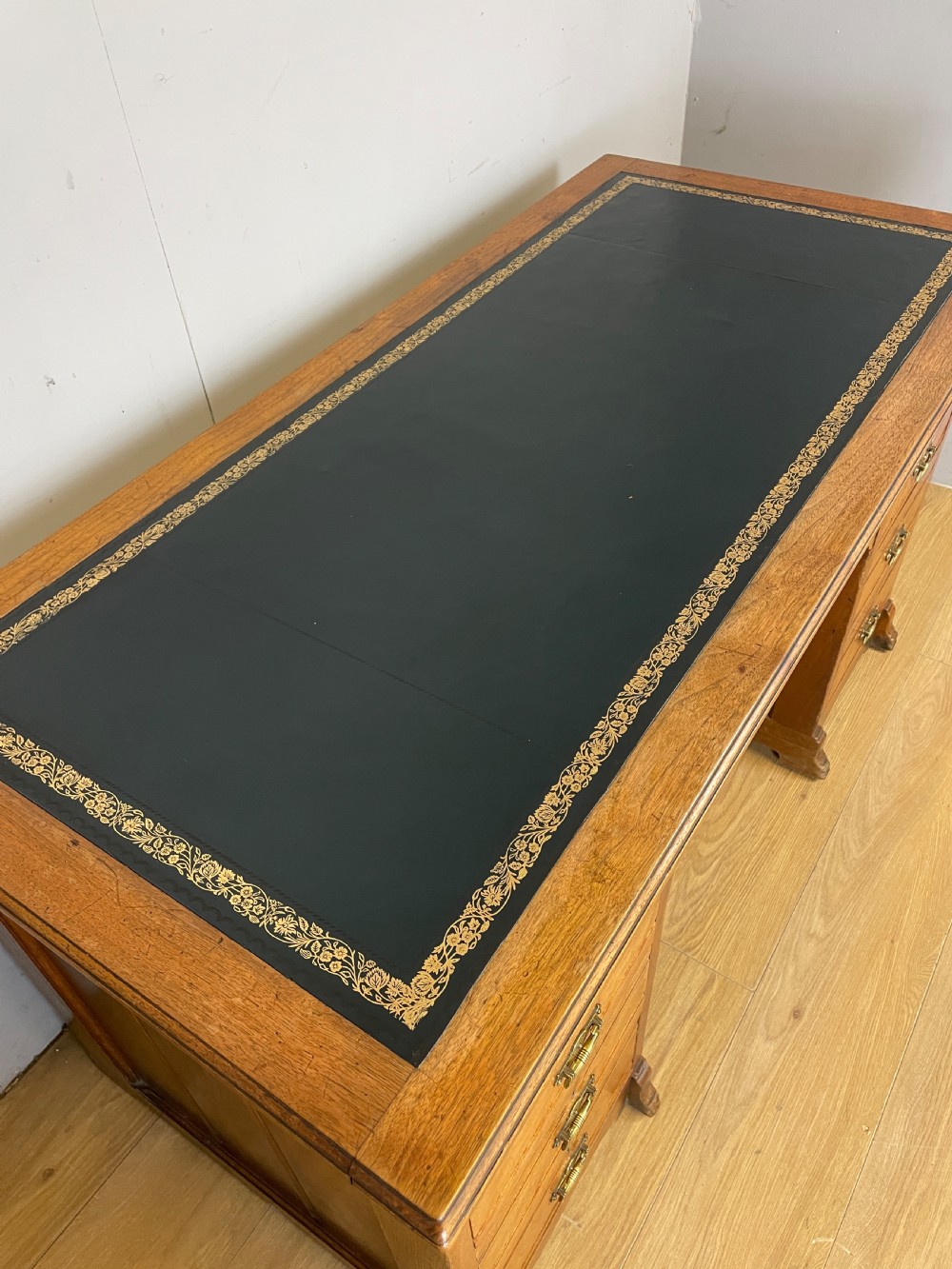 C19TH walnut desk with tooled  inset leather top View III