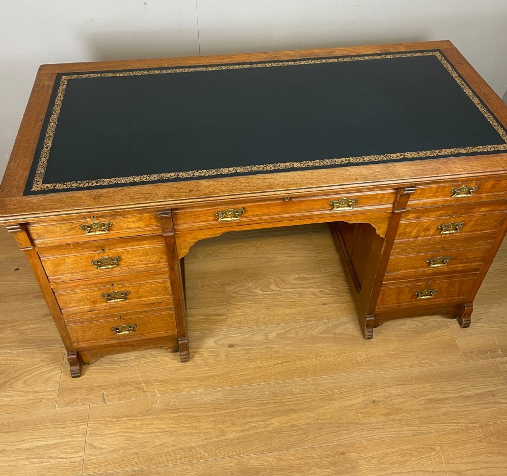 C19TH walnut desk with tooled  inset leather top View XI