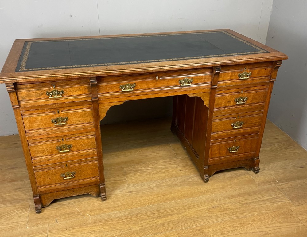 C19TH walnut desk with tooled  inset leather top View XII