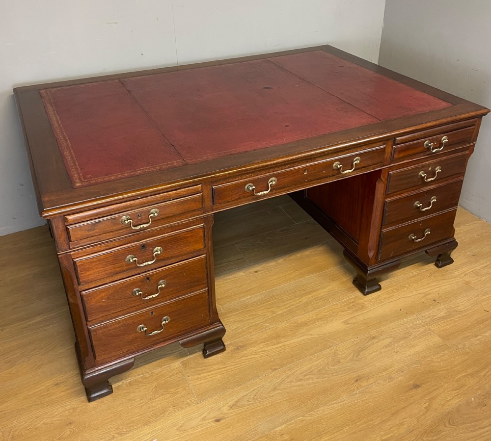 Edwardian twin pedestal mahogany desk by Cooke’s of London 