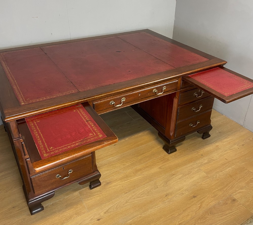 Edwardian twin pedestal mahogany desk by Cooke’s of London  View VI