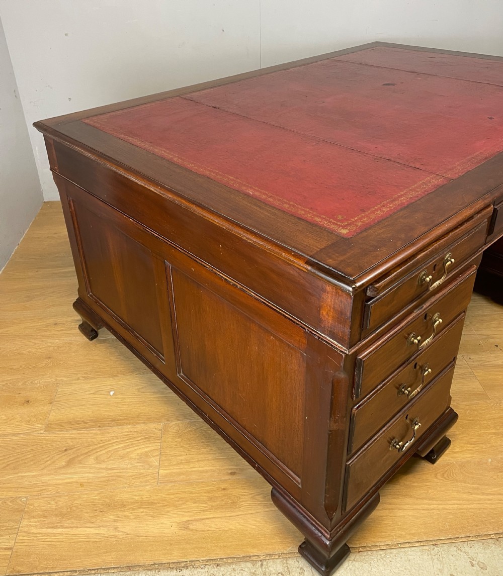 Edwardian twin pedestal mahogany desk by Cooke’s of London  View XII