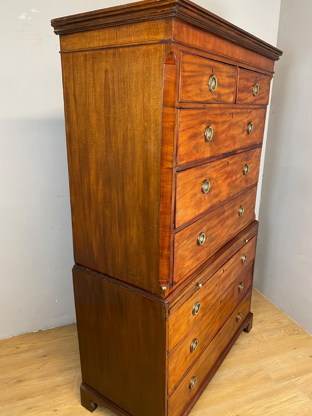 Georgian mahogany chest on chest with dressing slide View XI