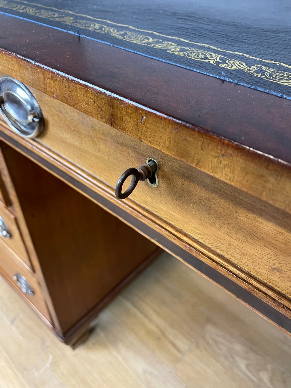 Antique C19TH mahogany twin pedestal partners desk  View IX