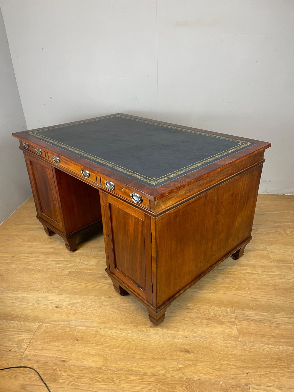 Antique C19TH mahogany twin pedestal partners desk  View XV