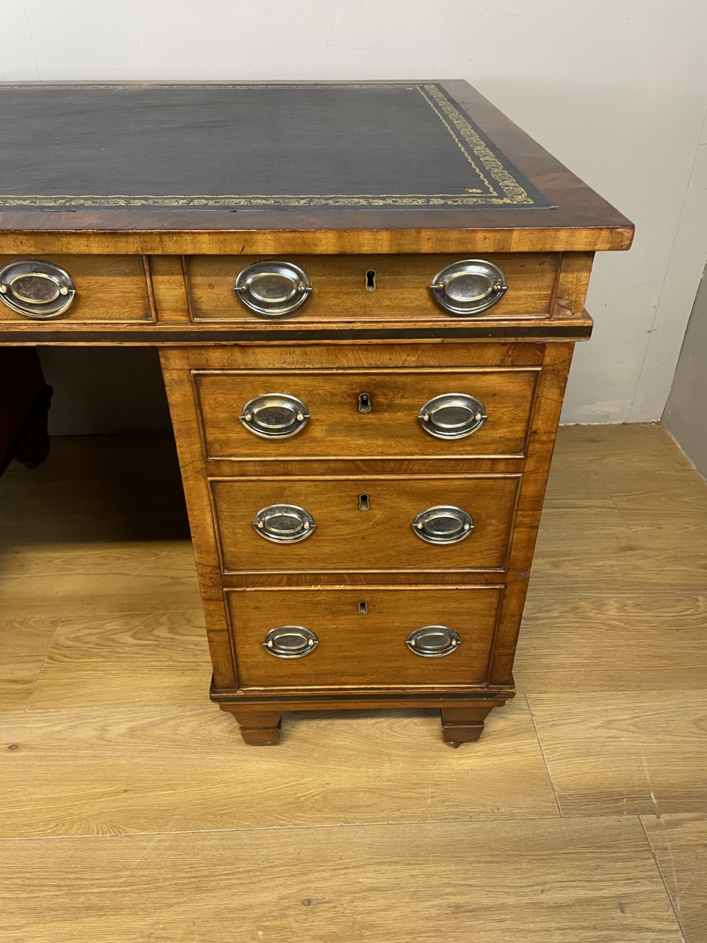 Antique C19TH mahogany twin pedestal partners desk  View V