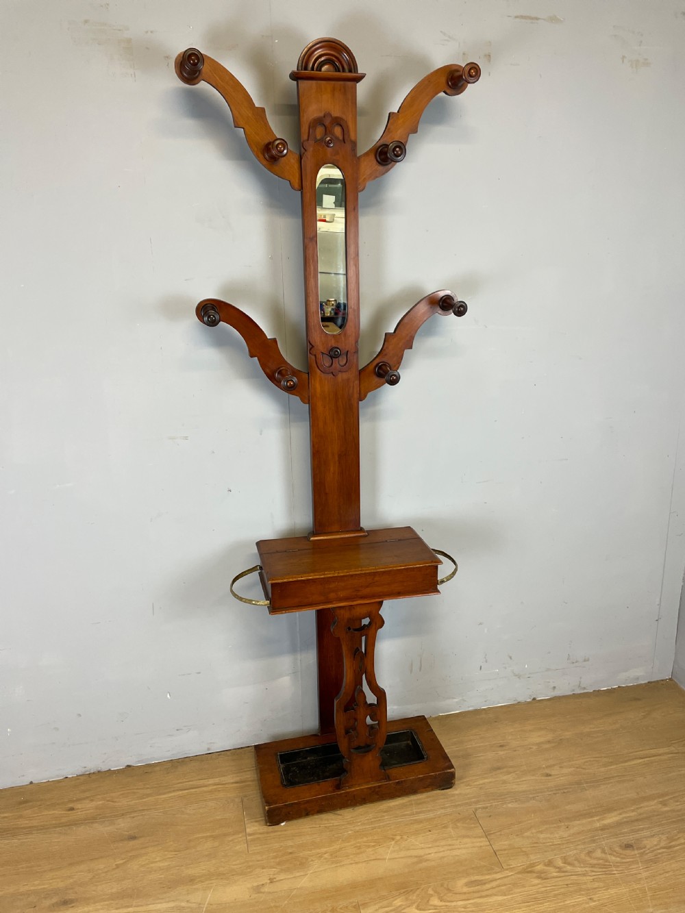 Antique Victorian mahogany hall stand  View II