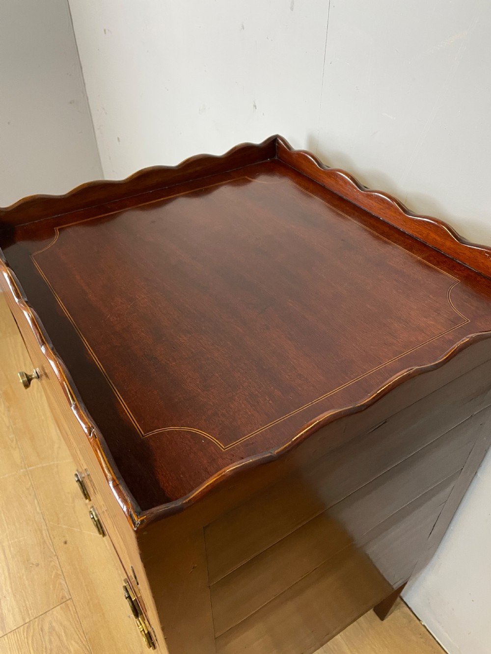 Antique Georgian inlaid mahogany bedside cupboard  View VIII