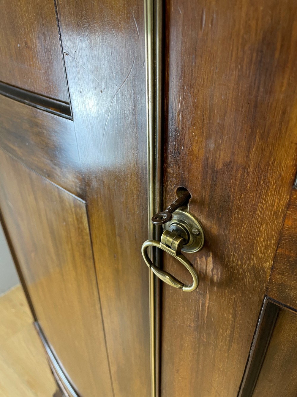 Antique C19TH mahogany bow front wardrobe  View III