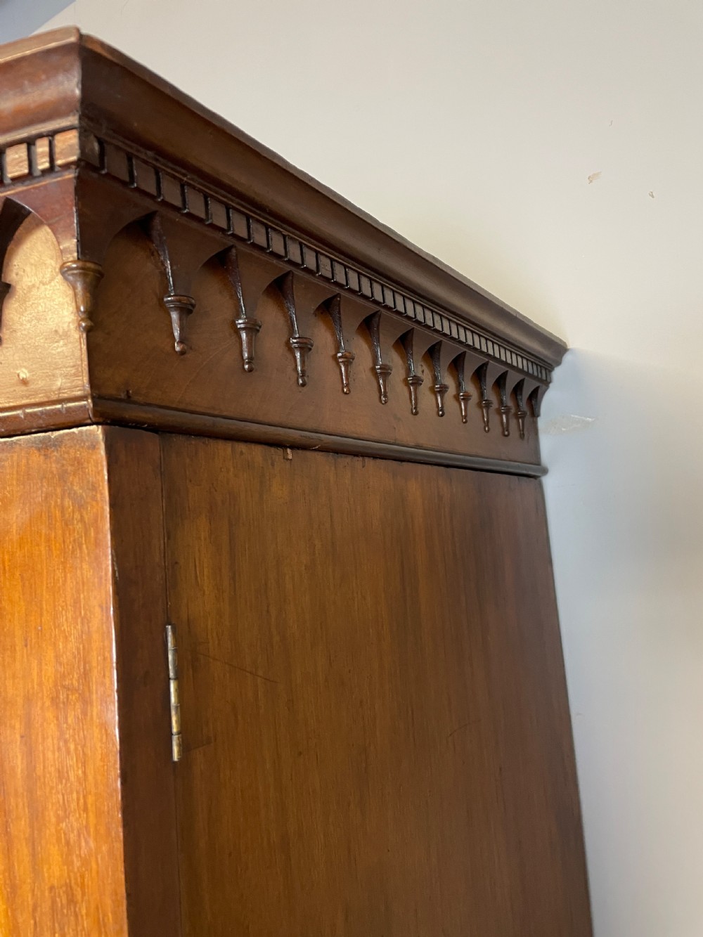 Antique C19TH mahogany bow front wardrobe  View V