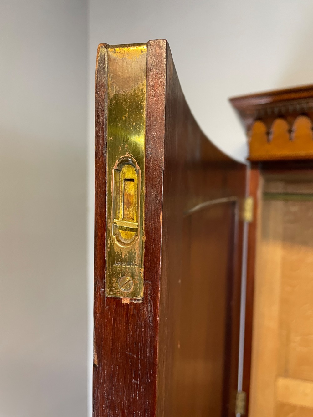 Antique C19TH mahogany bow front wardrobe  View IX