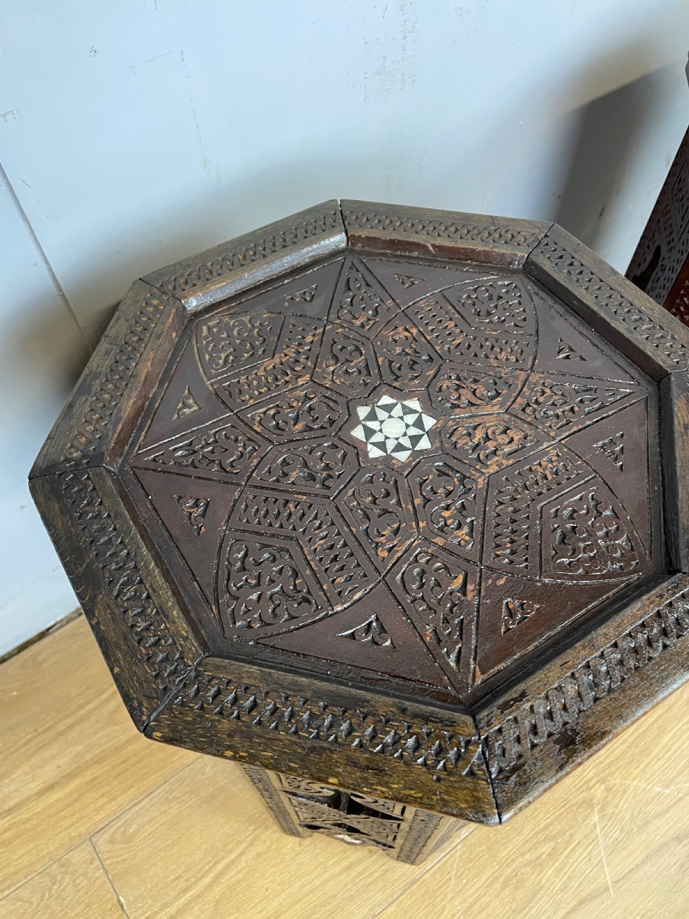 C19TH near pair of carved Anglo  Indian  octagonal tables  View IV