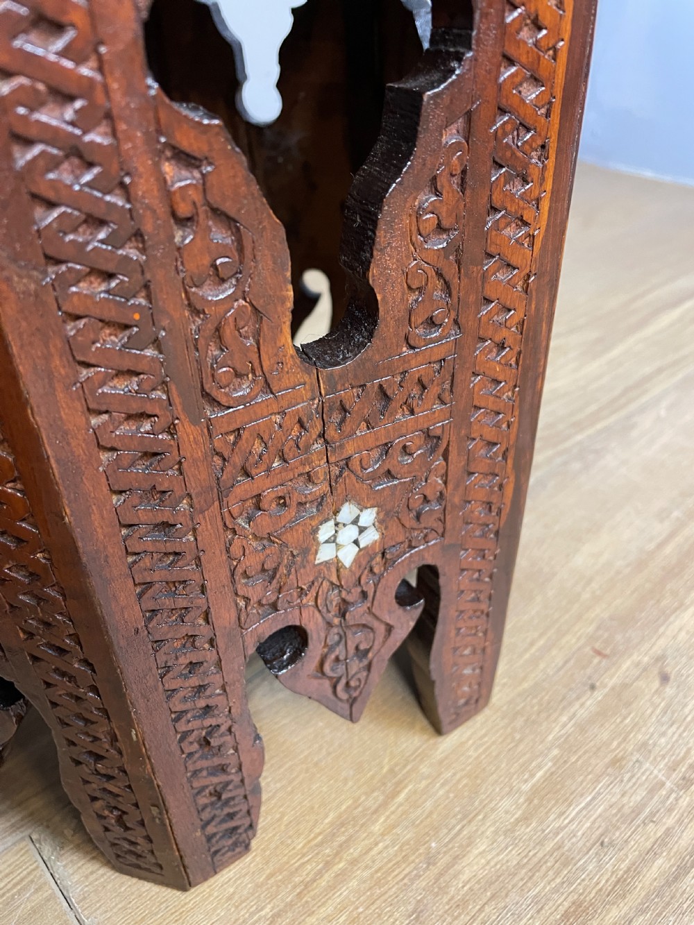 C19TH near pair of carved Anglo  Indian  octagonal tables  View X
