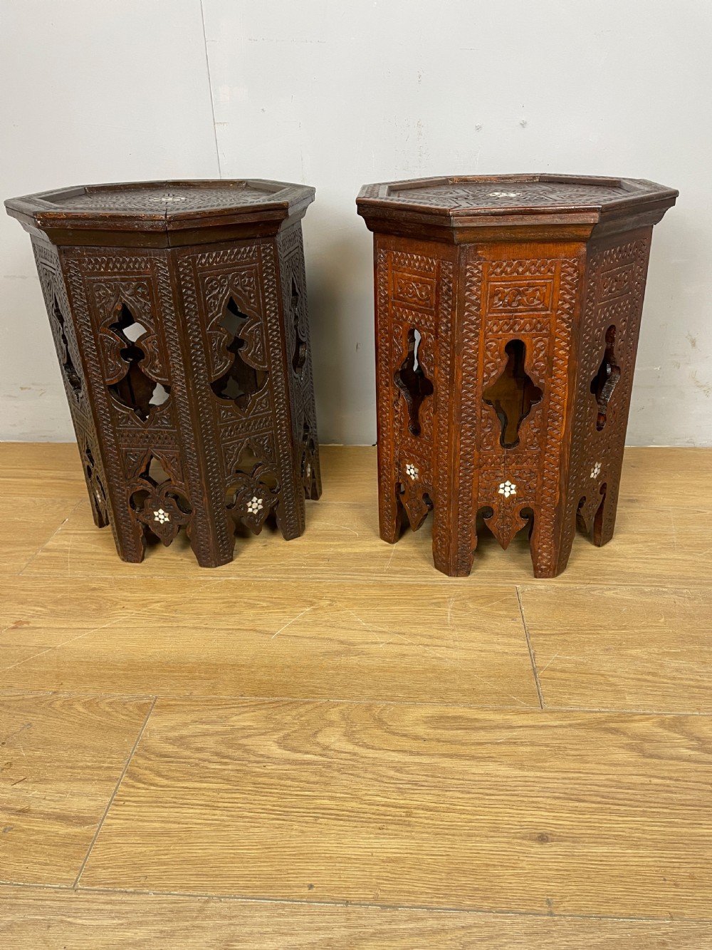 C19TH near pair of carved Anglo  Indian  octagonal tables  View XI