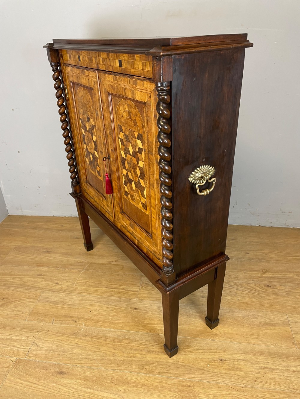 C19TH two door parquetry cupboard on stand  View VII