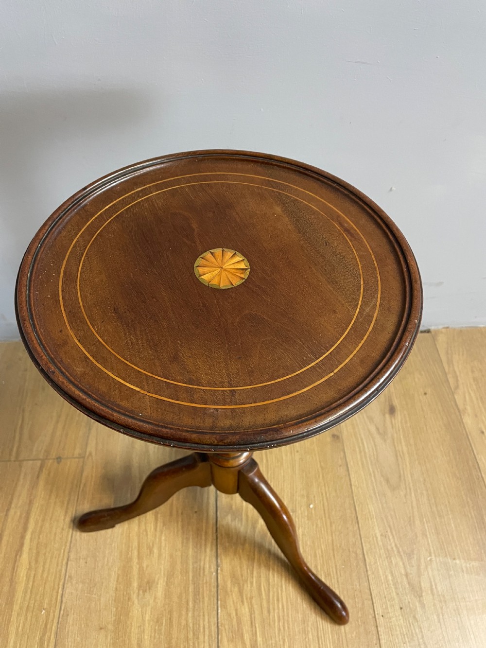 Inlaid mahogany tripod wine table circa 1920 View VI