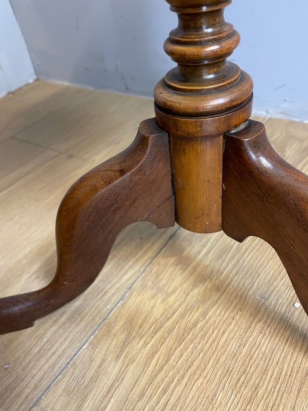 Inlaid mahogany tripod wine table circa 1920 View VII