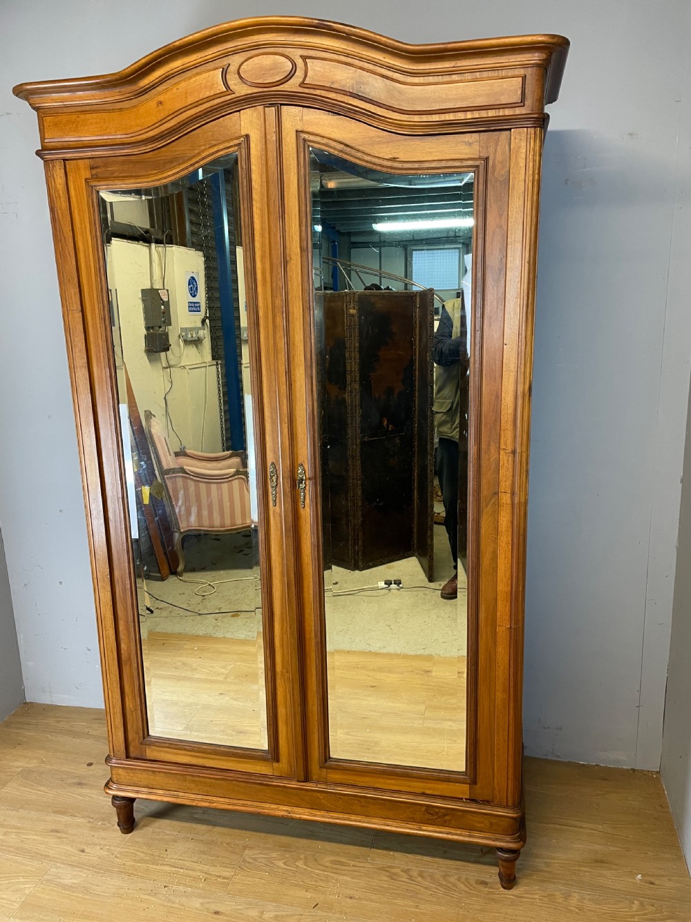 C19TH French walnut armoire on turned feet  View IX