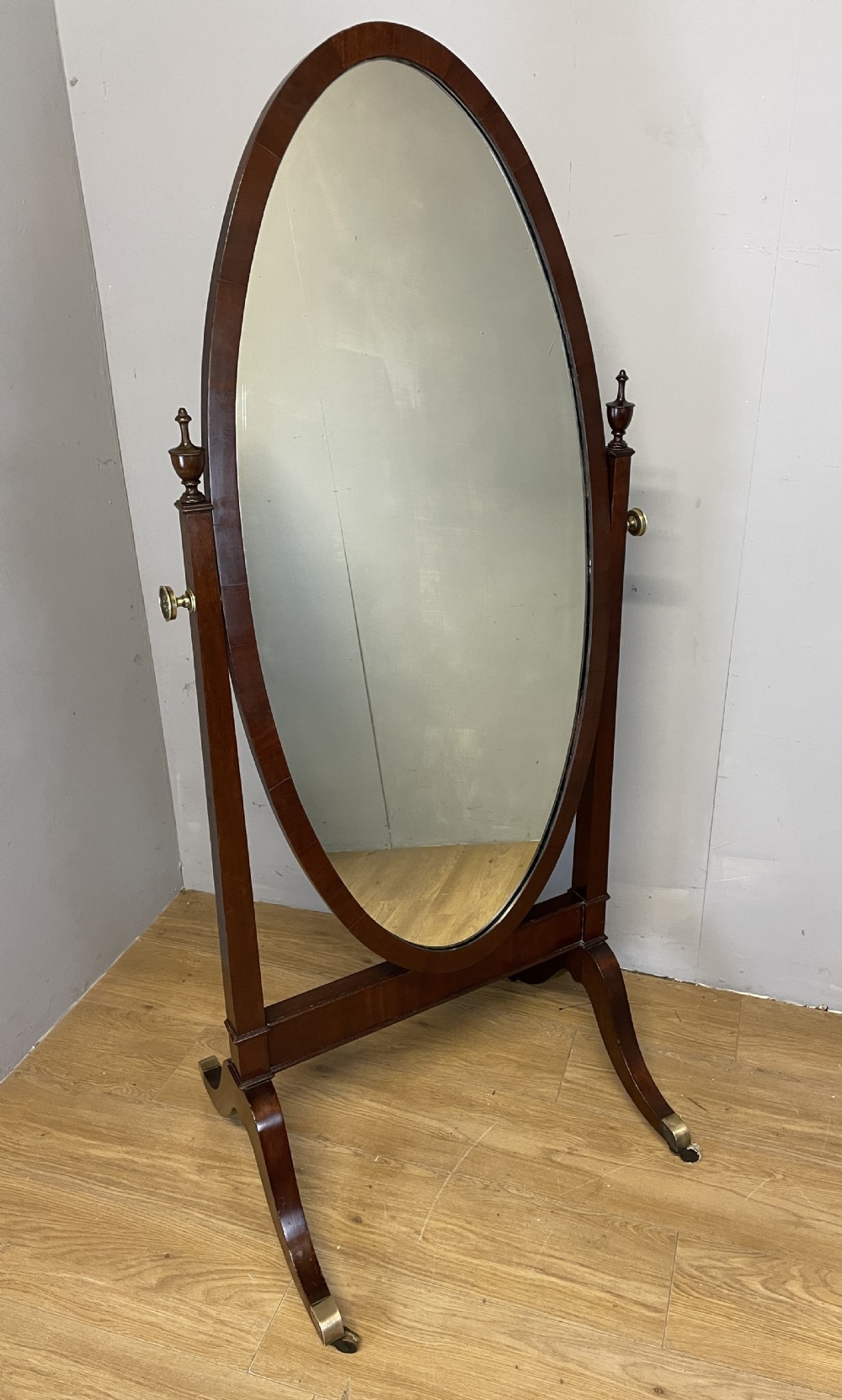 C19TH mahogany cheval mirror 