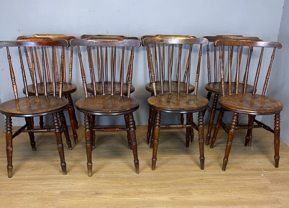 Set of eight ibex kitchen chairs circa 1900